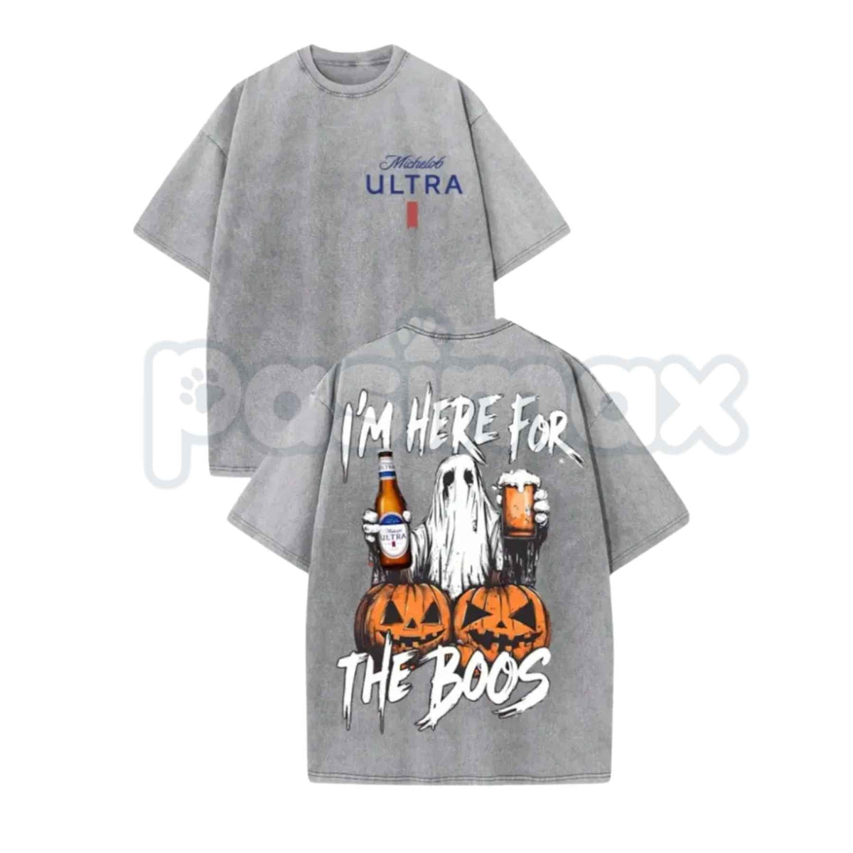 Vintage Washed Michelob Ultra Ghost I'm Here For The Boos T-Shirt – Funny Halloween Beer Graphic Tee, Double Sided Lightweight Cotton Unisex Top