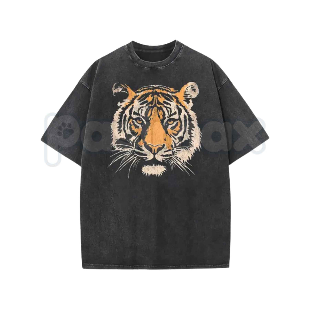 Tiger Graphic Short Sleeve T-Shirt – Vintage Acid Washed Wild Animal Graphic Tee, Retro Lightweight Cotton Unisex Streetwear Top