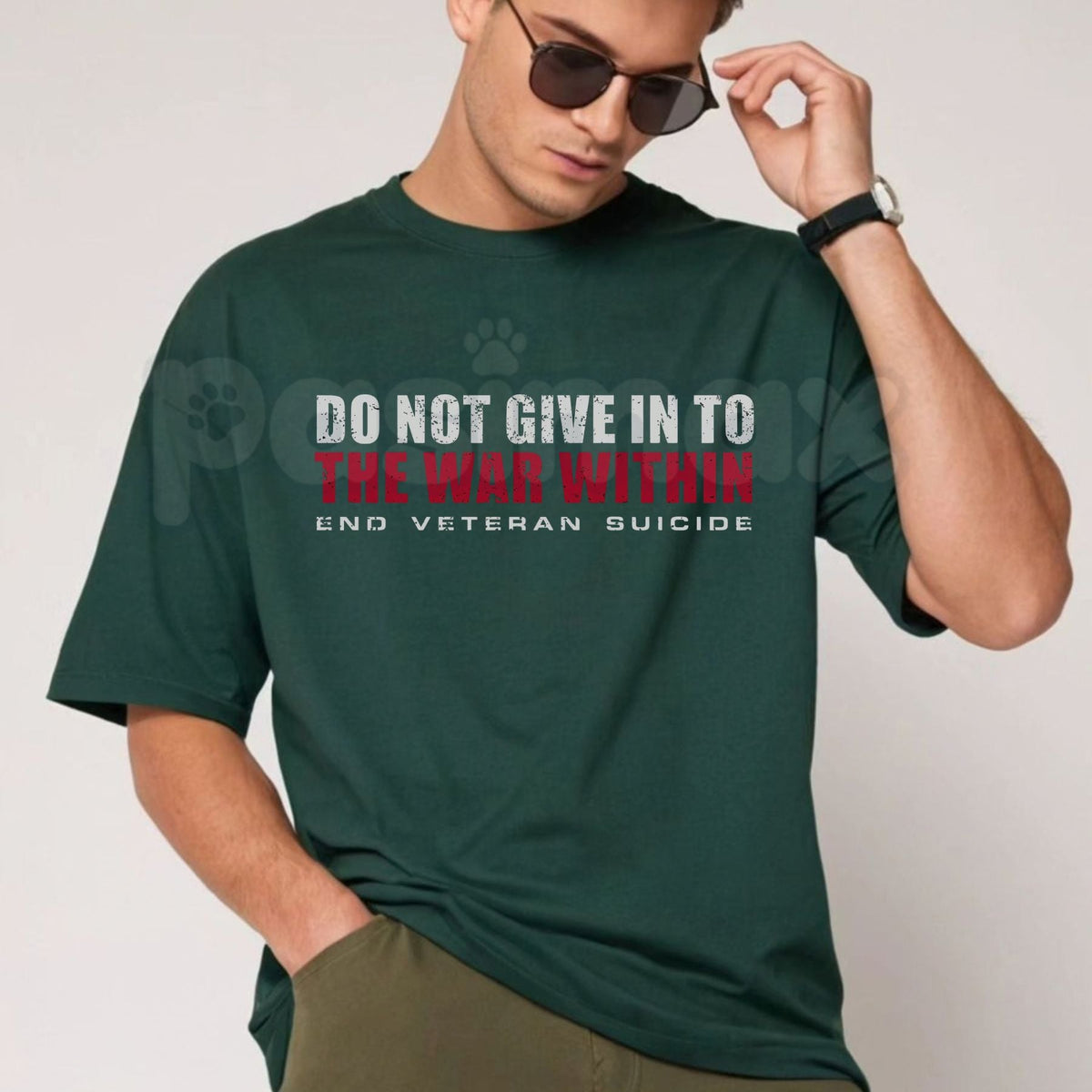 "Do Not Give In To The War Within" End Veteran Suicide Graphic Tee for Men