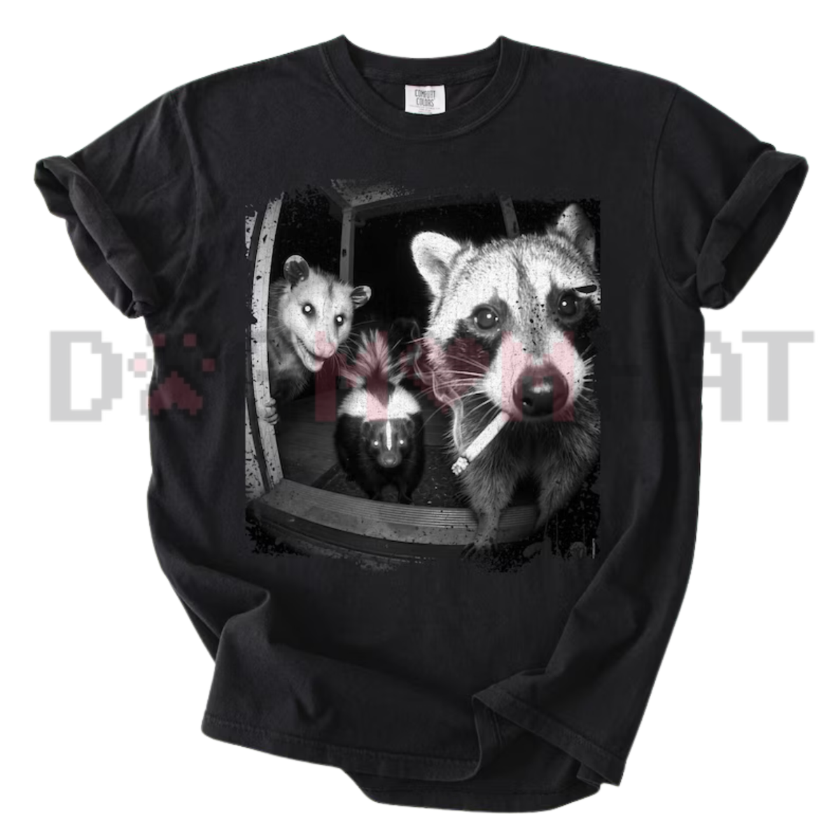 Bog Bound Tee – "Trash Panda Night Crew" Funny Raccoon Opossum Skunk Graphic Shirt