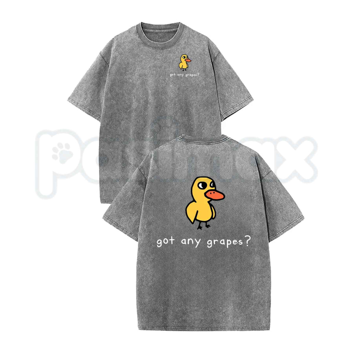Washed Eat Grapes Duck Graphic T-Shirt – Retro Funny Meme Animal Tee, Vintage Acid Washed Lightweight Cotton Unisex Streetwear Top