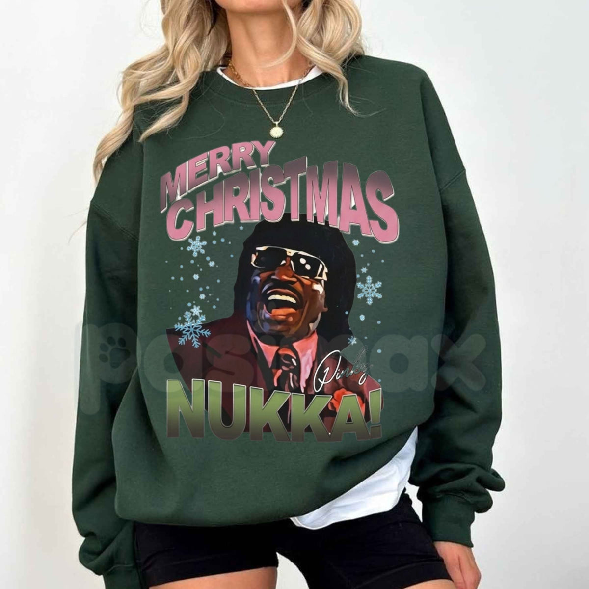 Merry Christmas Nukka Pink Sweatshirt | Pinky Christmas Holiday Graphic Crewneck
