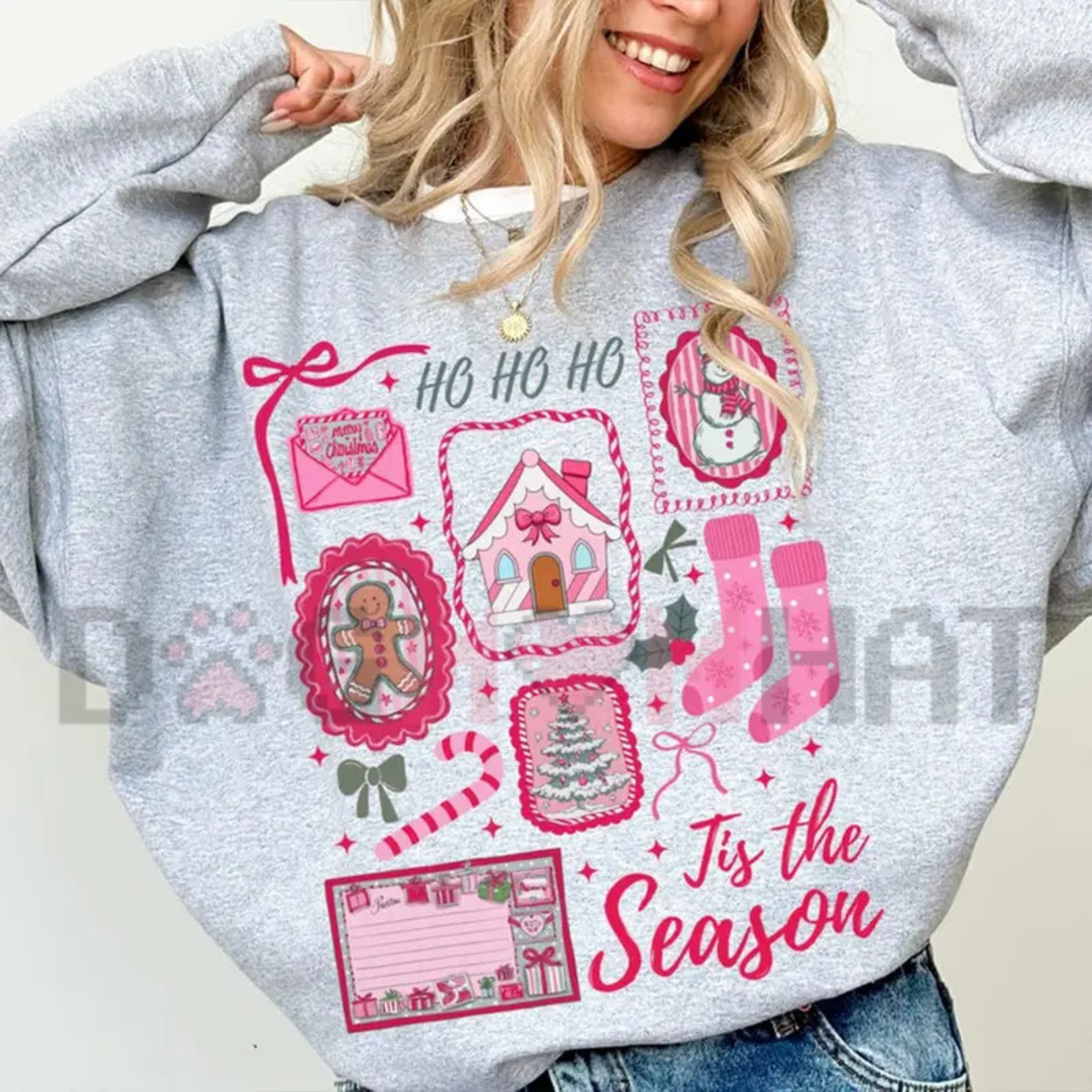 Pink Christmas "Tis The Season" Holiday Fleece Sweatshirt