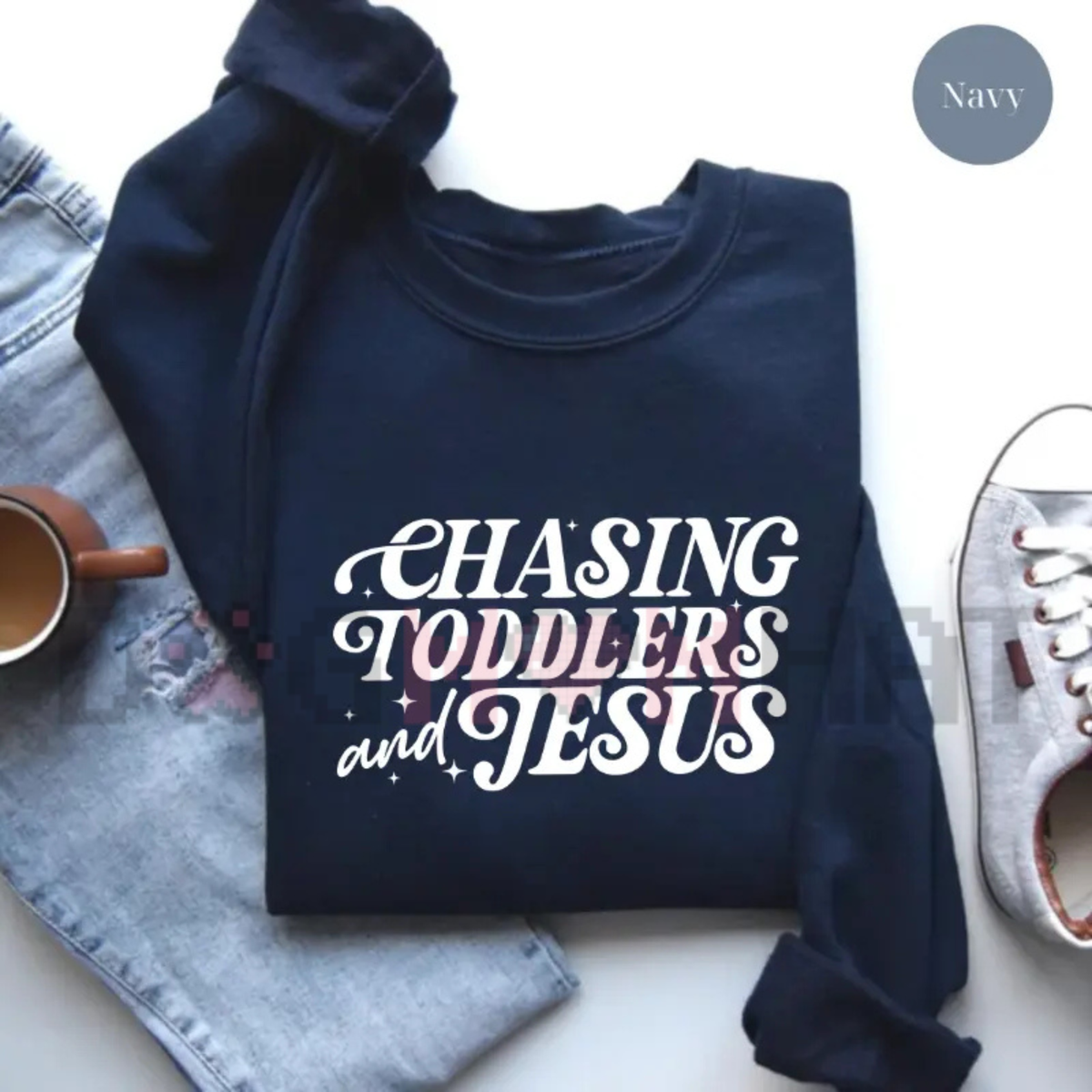 Christian Mom "Chasing Jesus And Toddlers" Fleece Sweatshirt