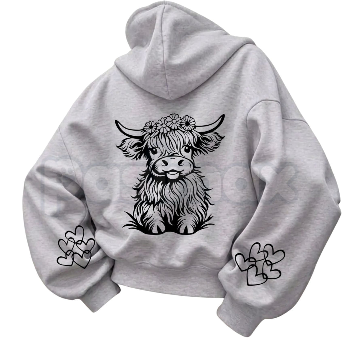 Cute Highland Cow Print Hoodie – Vintage Floral Western Graphic Pullover, Country Farmhouse Aesthetic Sweatshirt, Unisex Heavy Blend