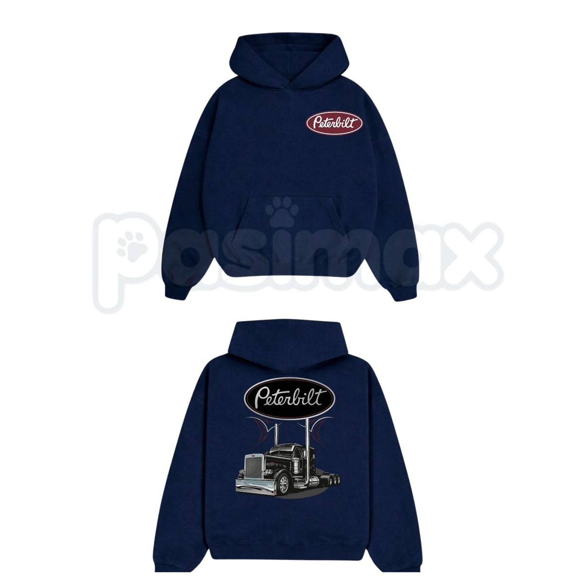 Vintage Peterbilt Big Rig Semi Truck Graphic Hoodie – Retro American Trucker Pullover, 18-Wheeler Highway Legend Sweatshirt, Unisex Heavy Blend