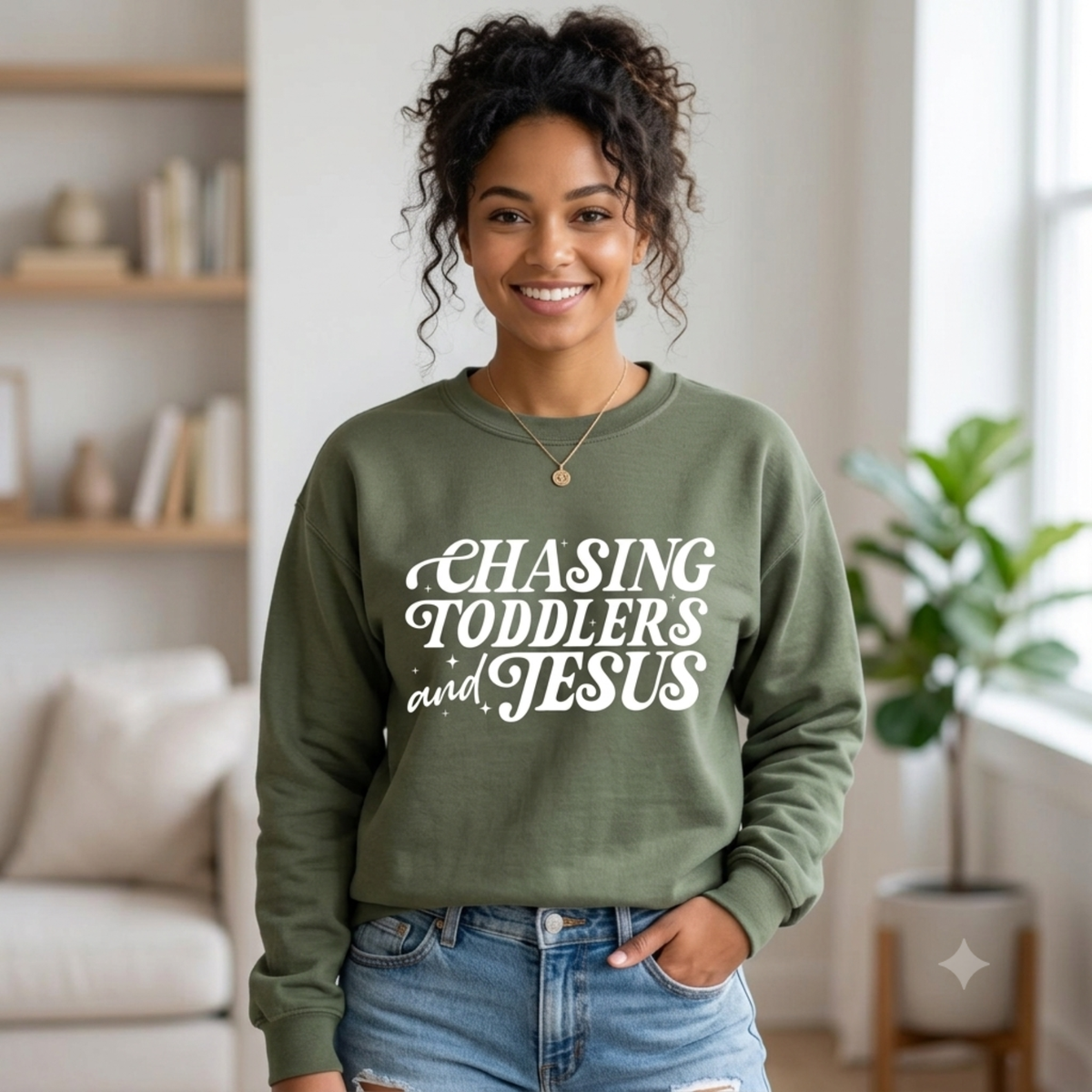 Christian Mom "Chasing Jesus And Toddlers" Fleece Sweatshirt