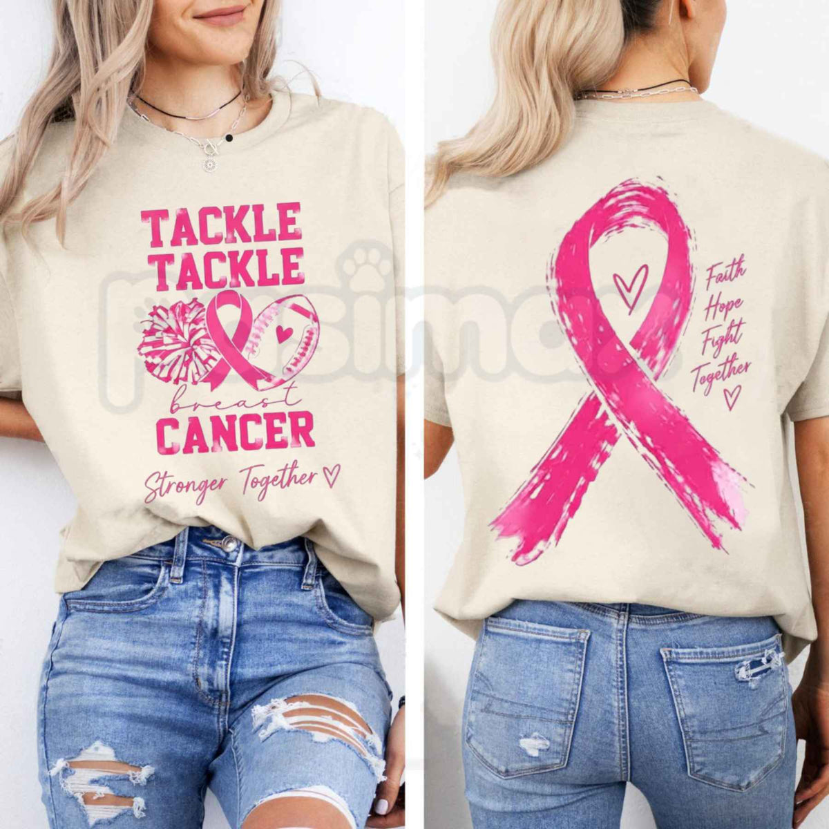 Women's Tackle Breast Cancer Graphic Top – Pink Ribbon Football Awareness Tee