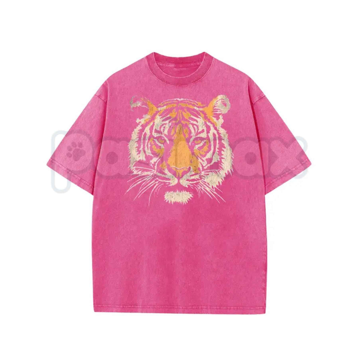 Tiger Graphic Short Sleeve T-Shirt – Vintage Acid Washed Wild Animal Graphic Tee, Retro Lightweight Cotton Unisex Streetwear Top