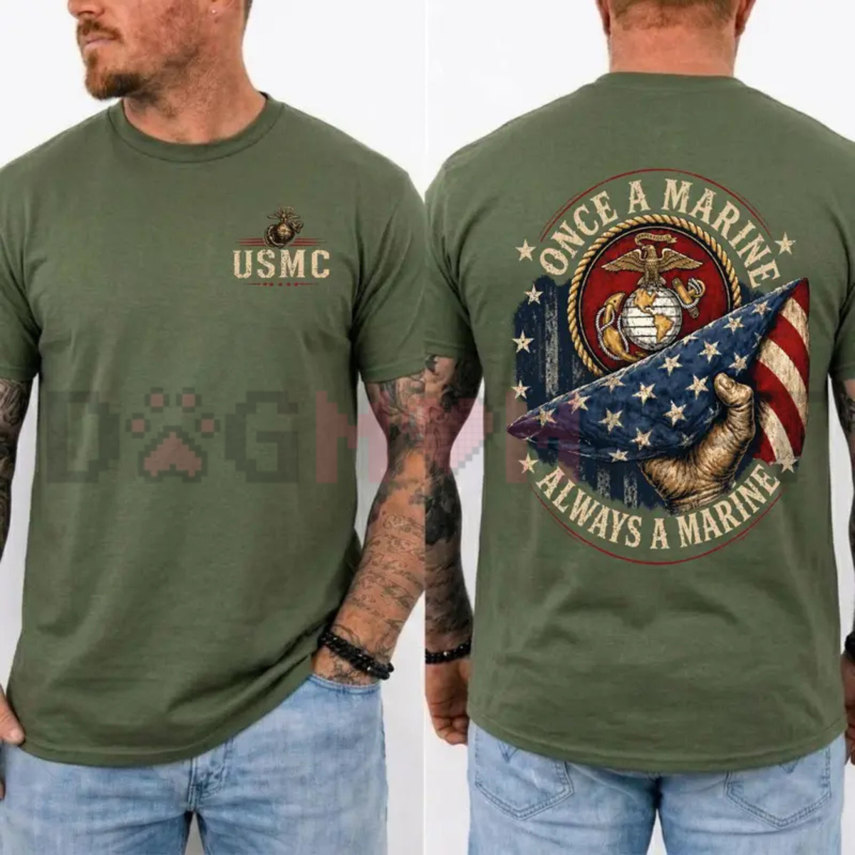 Once a Marine Always a Marine Graphic Tee - USMC Veteran Patriotic Soft Cotton Unisex Short Sleeve T-Shirt