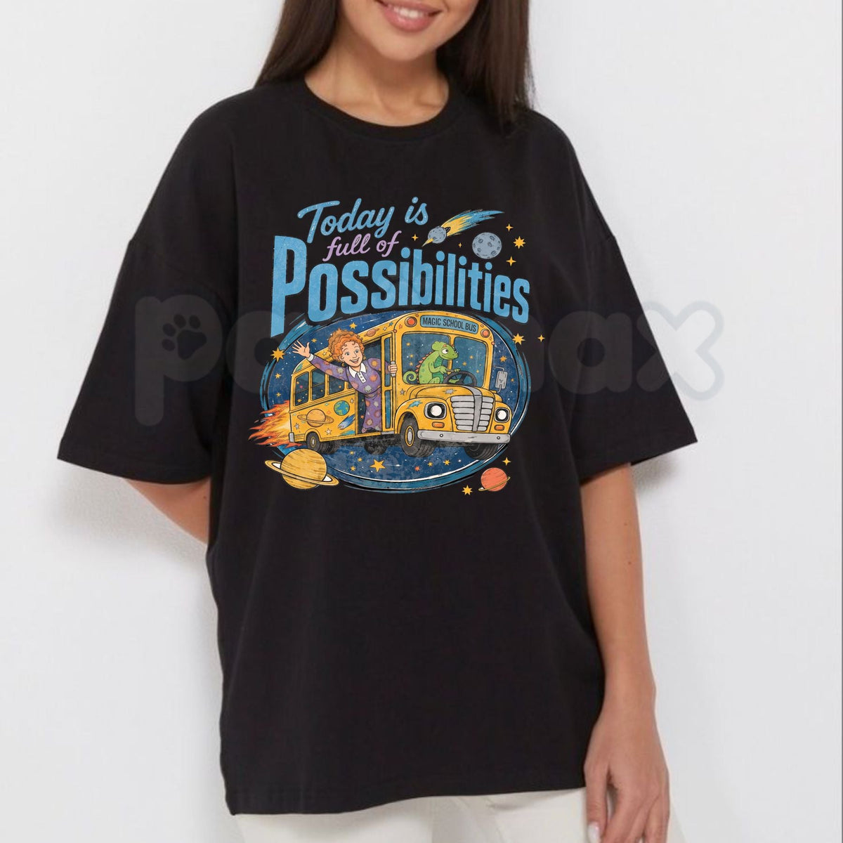 Magic School Bus Miss Frizzle Inspired 90's Vintage Graphic T-Shirt – Nostalgic Teacher Cartoon Tee