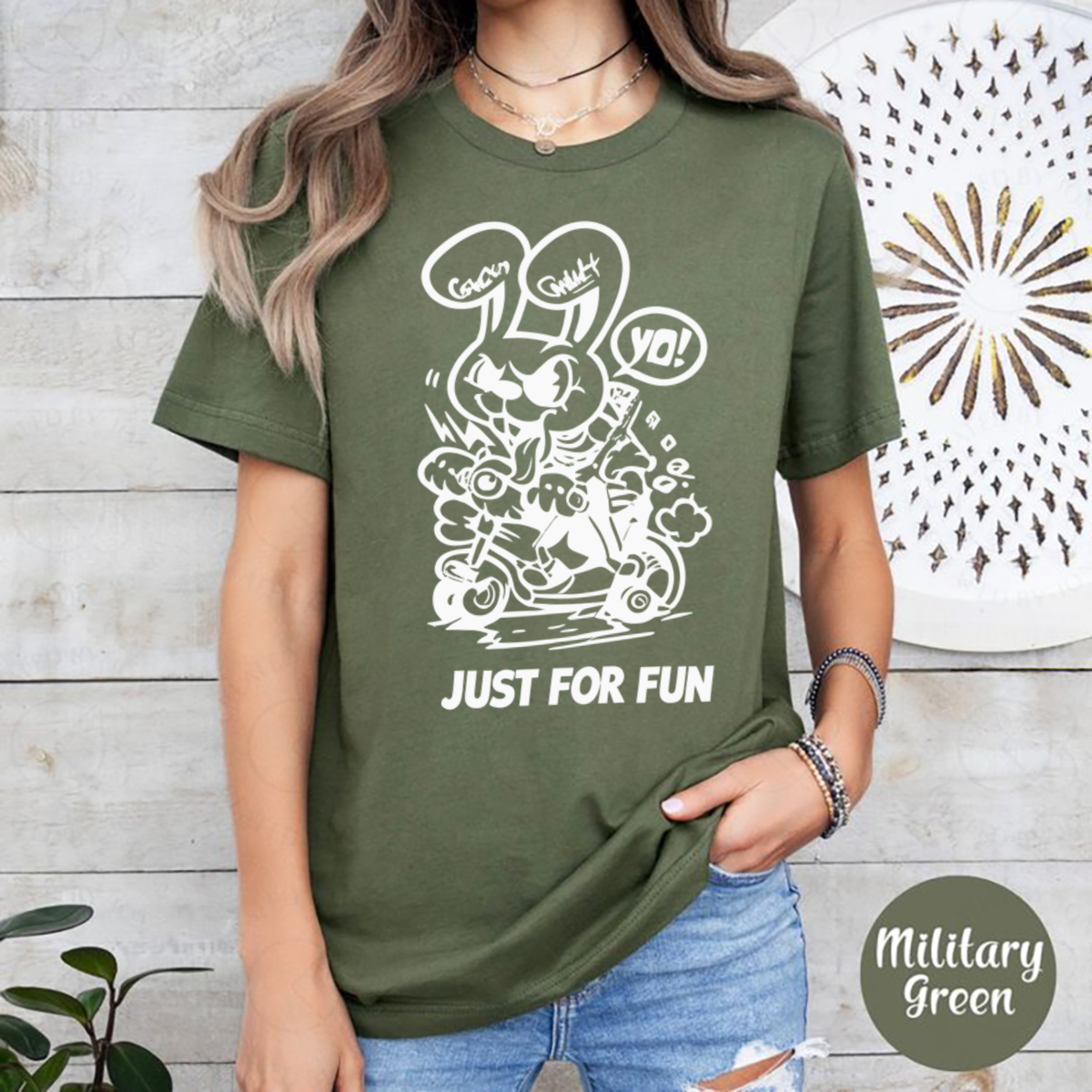 Playful Spray Anarchy Tee – Streetwear Graffiti Bunny Urban Cartoon Shirt