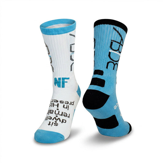ABIDE (Sit - Dwell - Remain) - White Knit Crew Socks