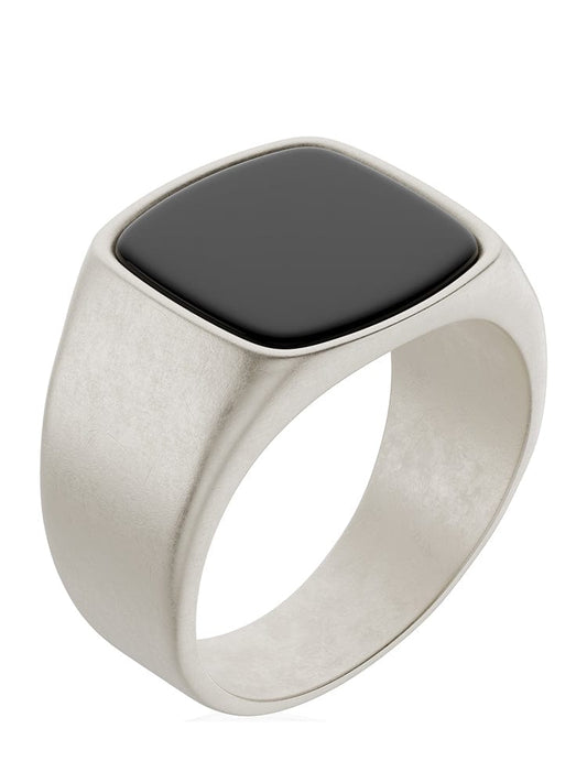 Black Onyx Cushion Signet Ring