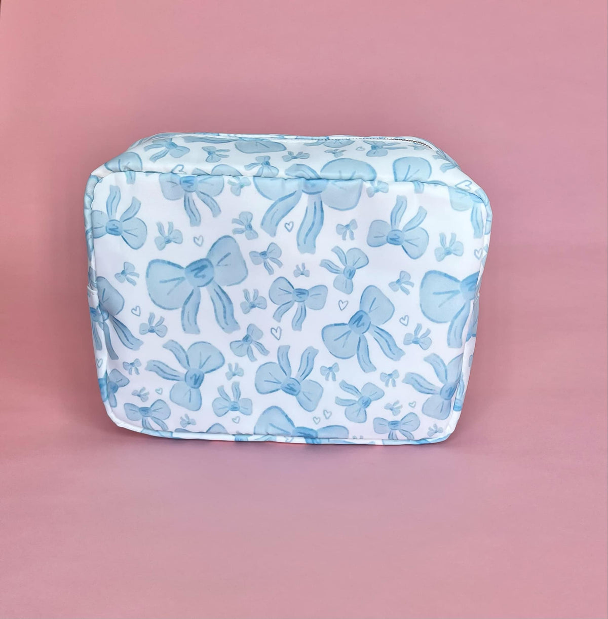 Blue & White Bow Makeup Bag