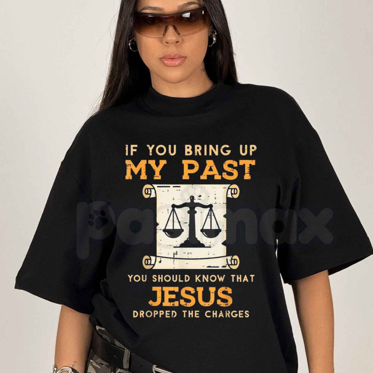 Bring Up My Past Jesus Drop Charges T-Shirt – Christian Faith Grace Unisex Cotton Graphic Tee