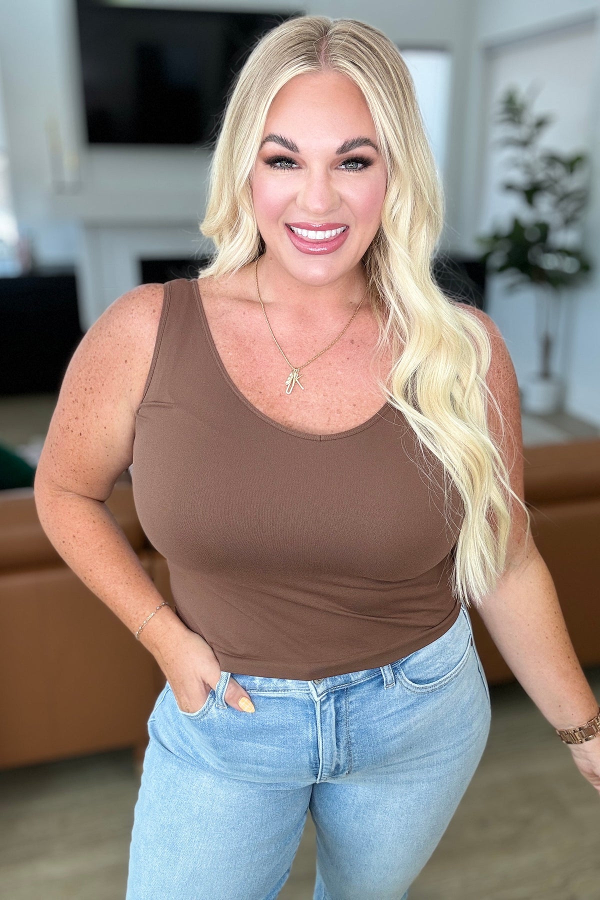 Carefree Seamless Reversible Tank in Brown