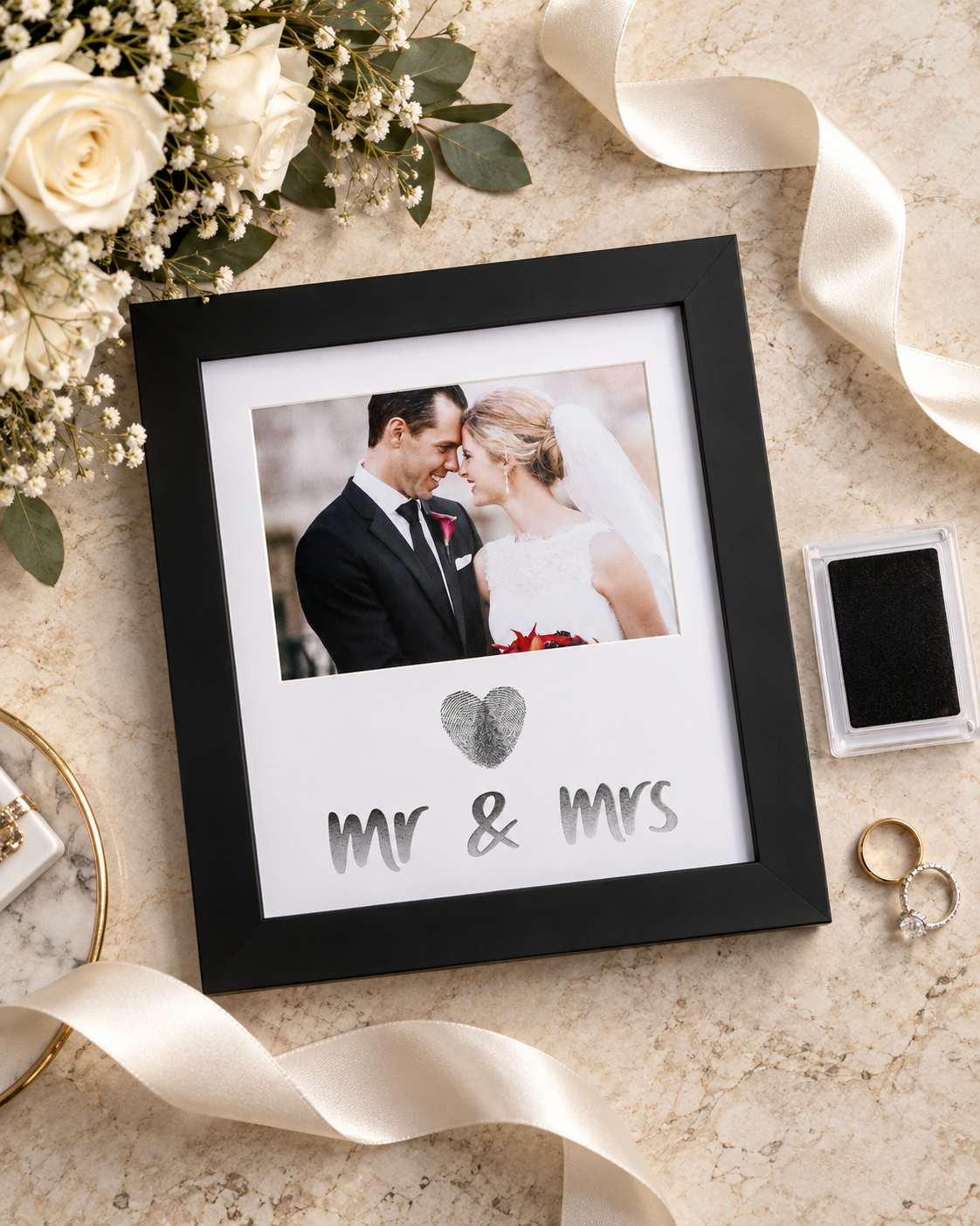 Mr. & Mrs. Thumbprint Keepsake Picture Frame