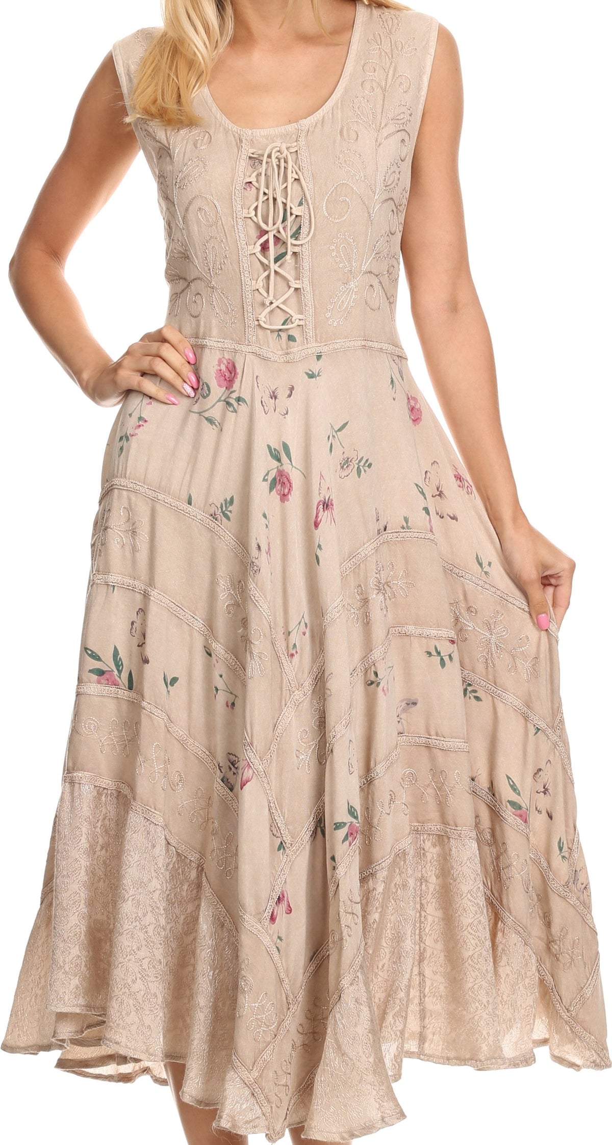 Sakkas Garden Goddess Corset Style Dress