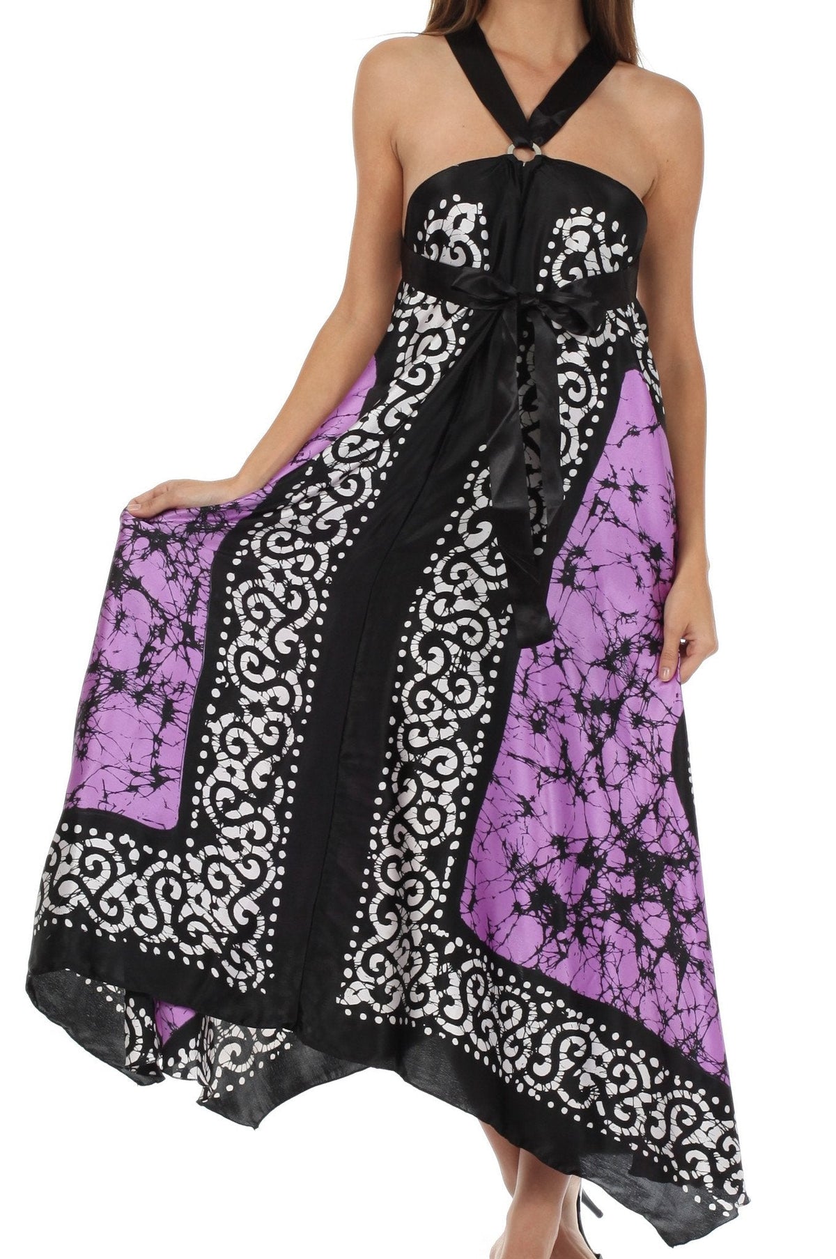 Sakkas Silky Wrap Halter Handkerchief Hem Maxi Dress