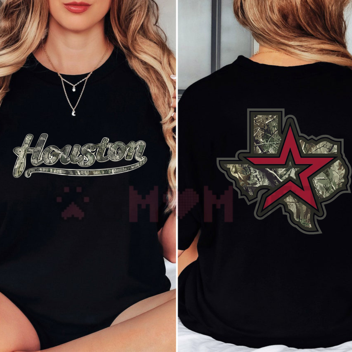 Retro Houston Camo Lone Star Heavyweight Tee - Texas Heritage Red Streetwear Shirt