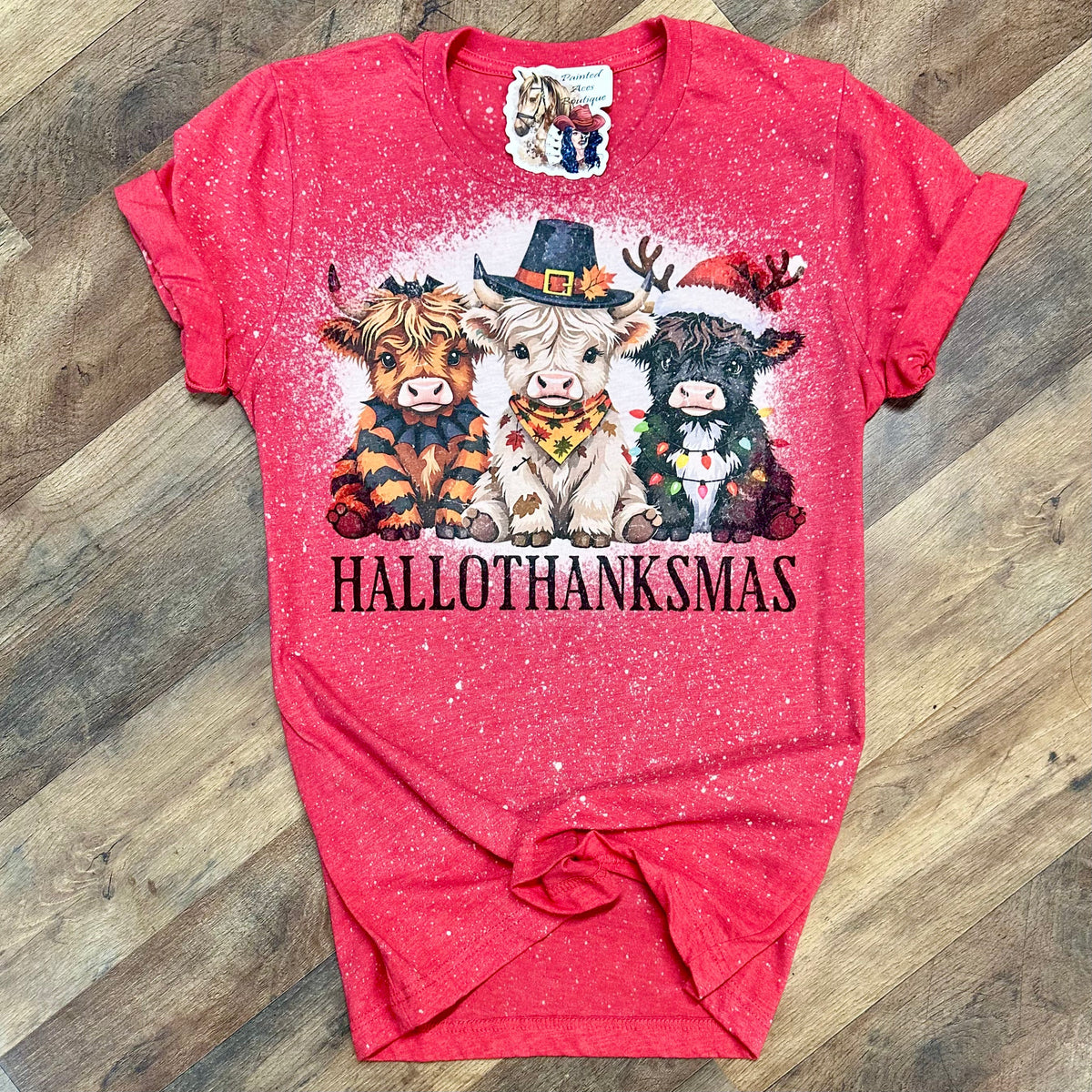 Cow HalloThanksMas | Fall Vibes Graphic T-Shirt