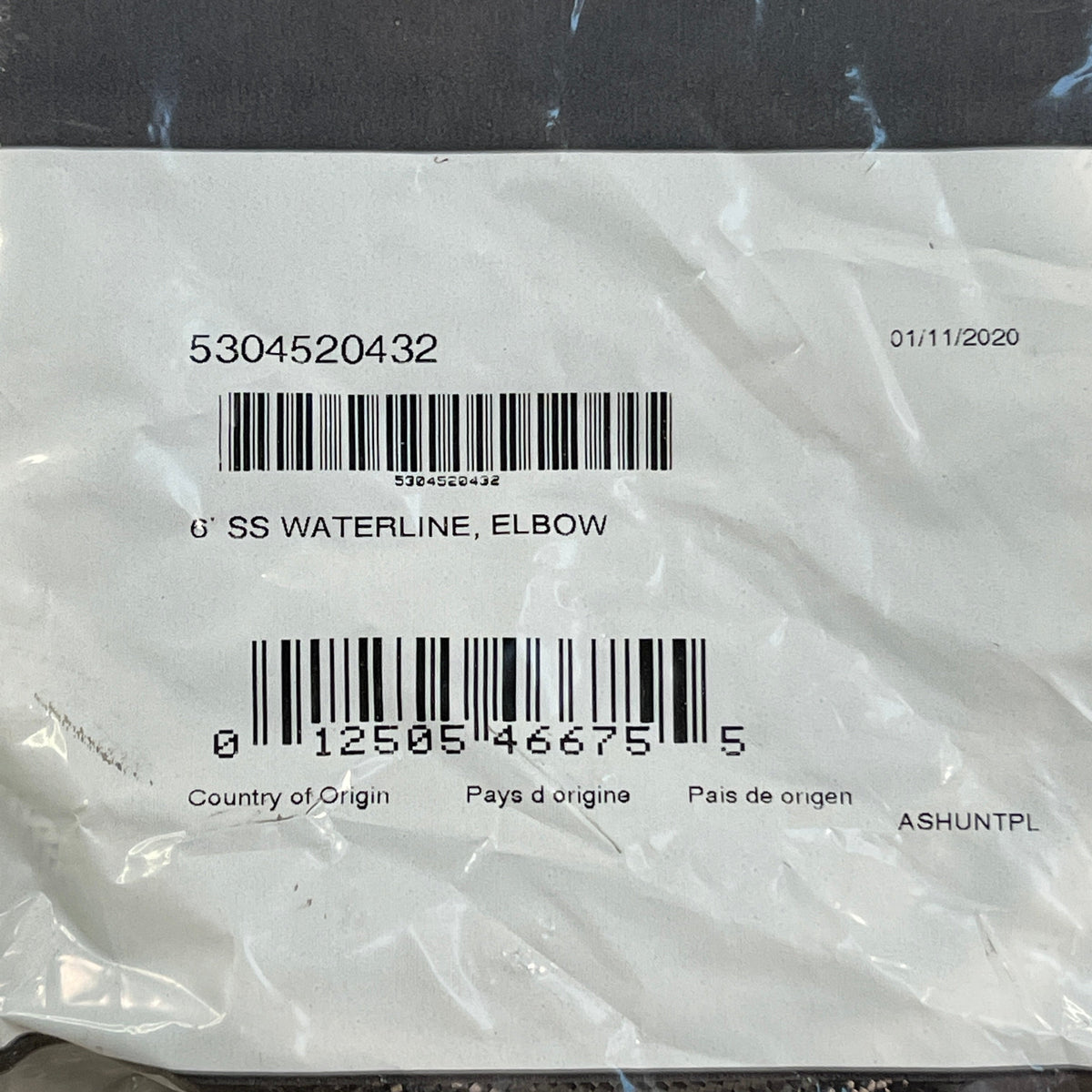 ELECTROLUX 6 ft Dishwasher Braided Stainless Waterline Molded 3/4" To Hose Elbow 5304520432 (New)