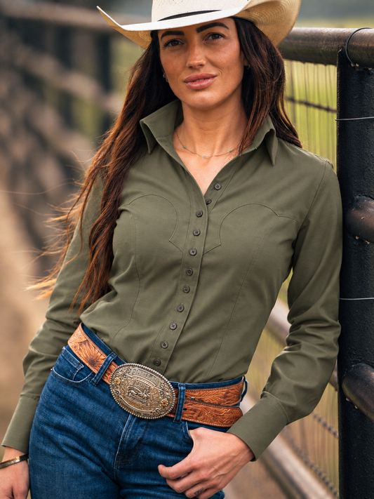 Loden Green Women's Western Shirt |  Cool Ride™ Performance Collection