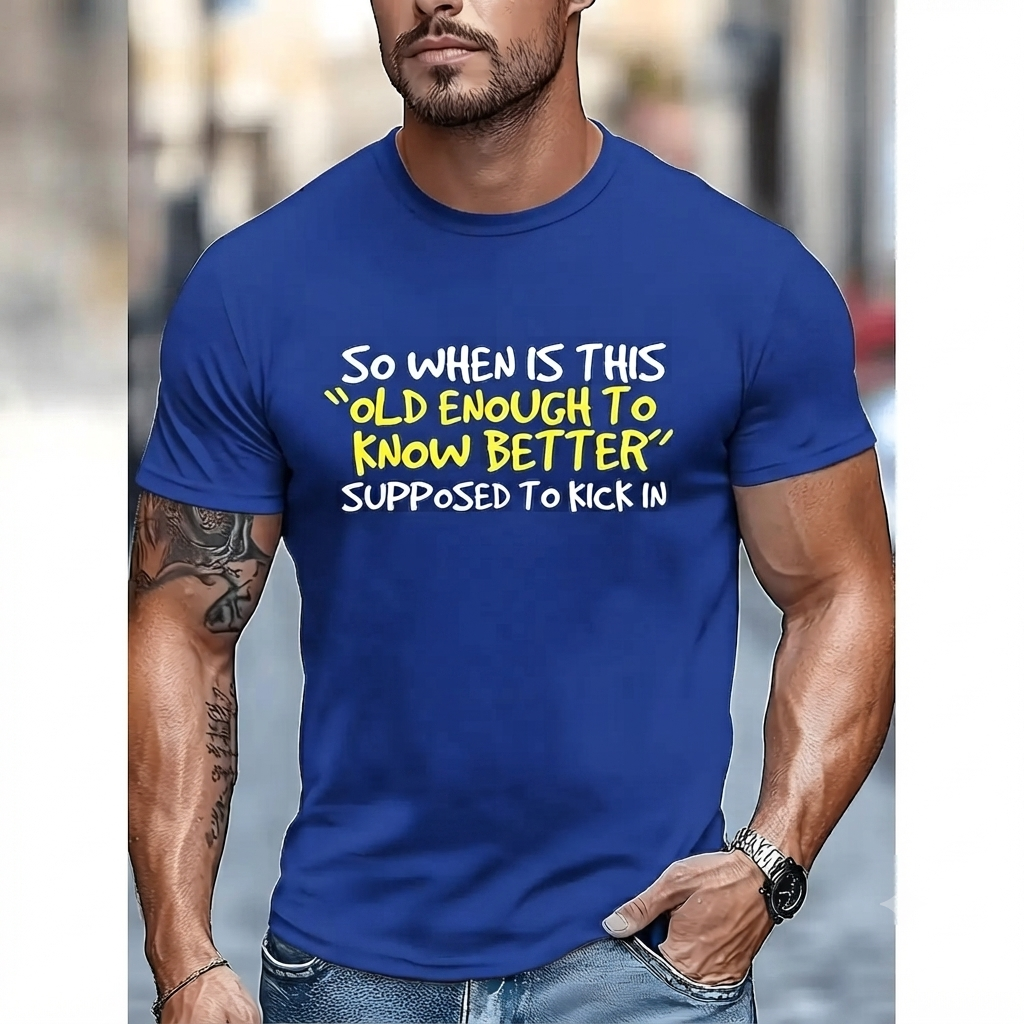 Men's Vintage Cotton Graphic T-Shirt – Funny Retro-Inspired Quote Unisex Tee