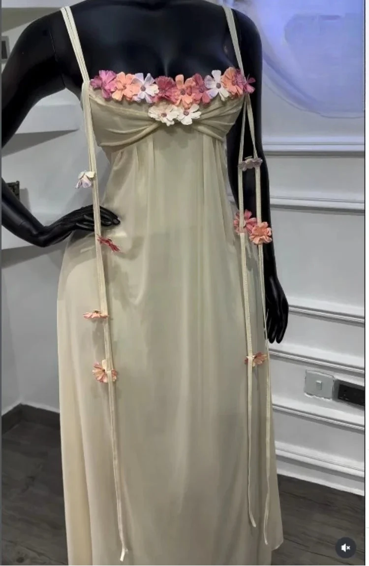 Garden Muse Floral Appliqué Mesh Maxi Dress