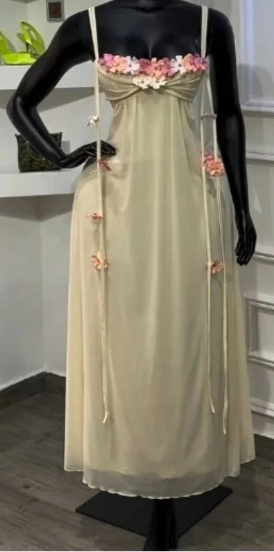 Garden Muse Floral Appliqué Mesh Maxi Dress