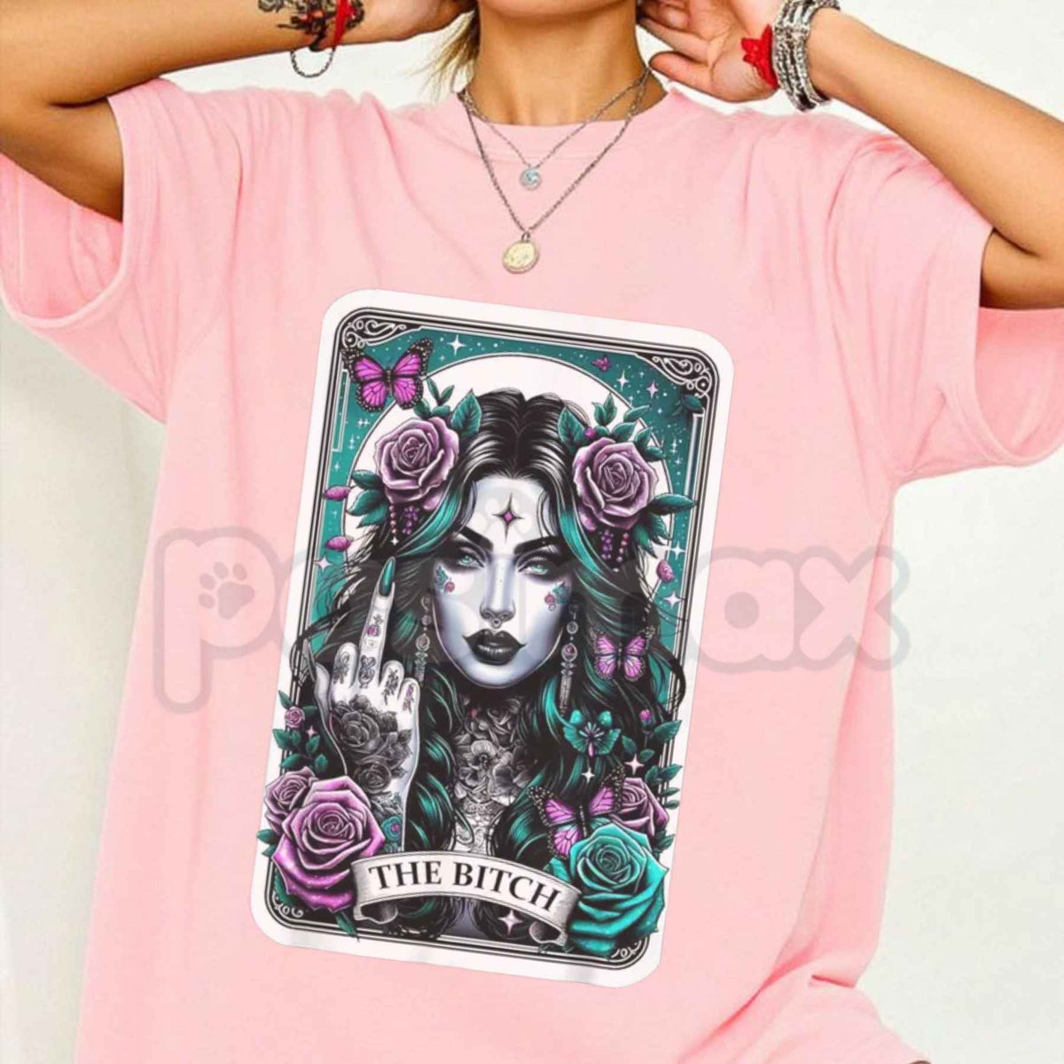 The Bitch Gothic Tarot Card T-Shirt – Funny Middle Finger Unisex Cotton Graphic Tee