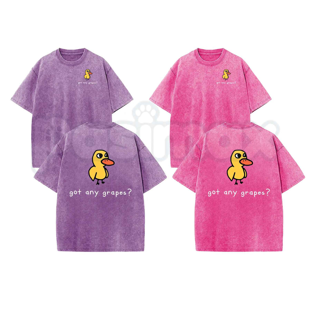 Washed Eat Grapes Duck Graphic T-Shirt – Retro Funny Meme Animal Tee, Vintage Acid Washed Lightweight Cotton Unisex Streetwear Top