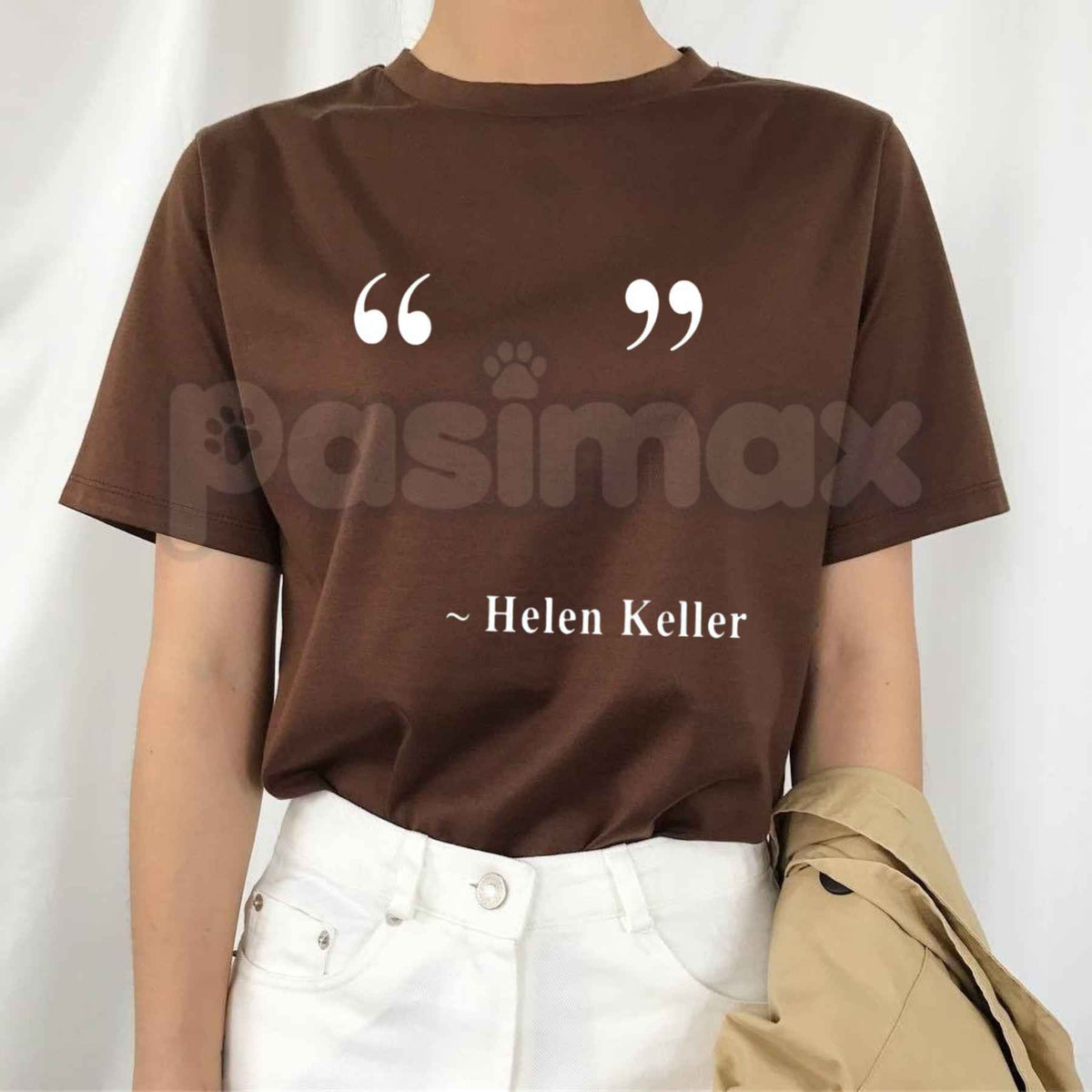 Women's T-Shirt with Helen Keller Quote Graphic – Inspirational Inspirational Unisex Cotton Tee