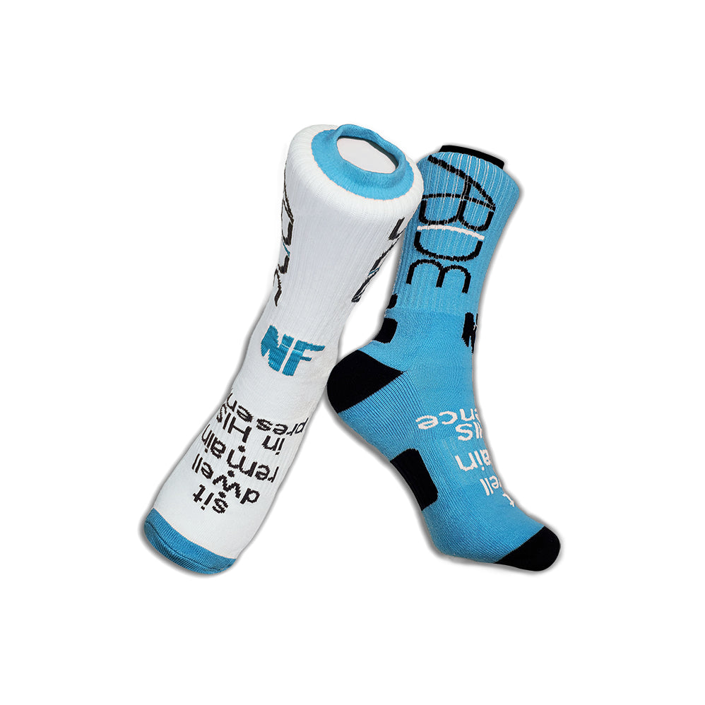 ABIDE (Sit - Dwell - Remain) - White Knit Crew Socks