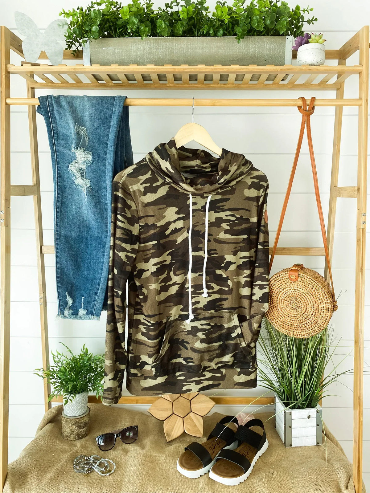 Classic Cowl Neck Sweatshirt - Camo