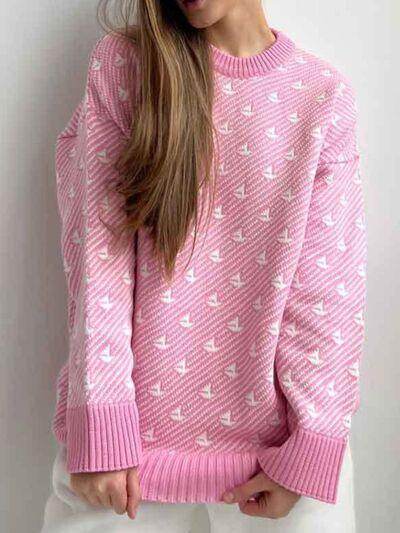 Contrast Round Neck Long Sleeve Sweater for Women Fashion-4