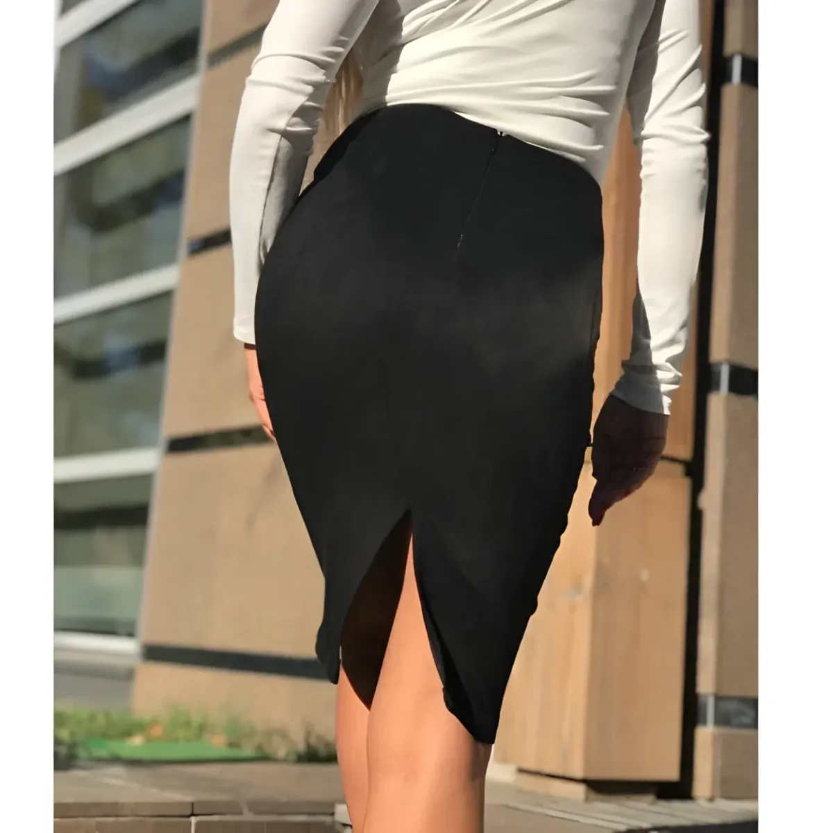 Eco-Suede Pencil Skirt