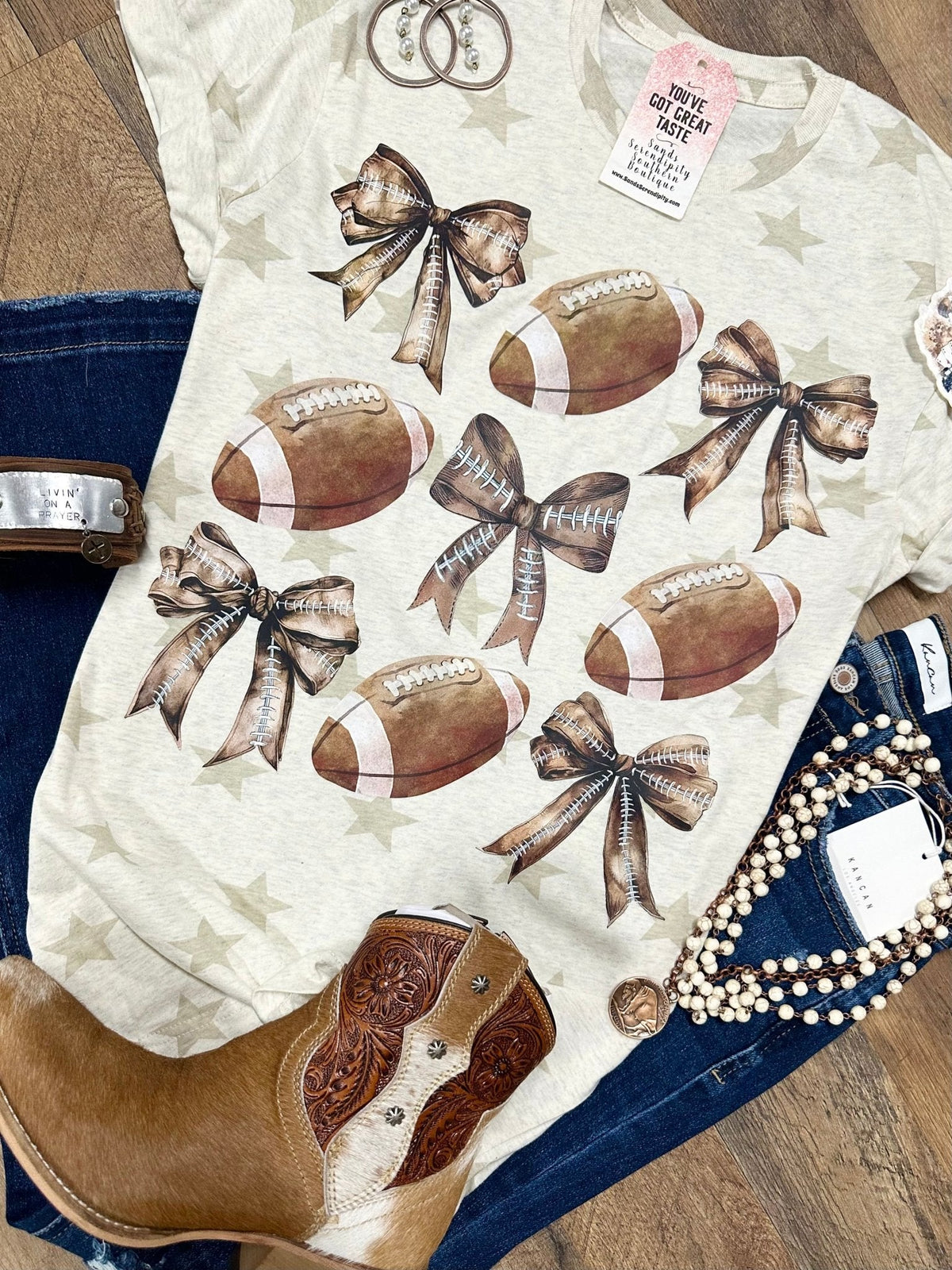 Football & Bows | Fall Vibes Graphic T-Shirt