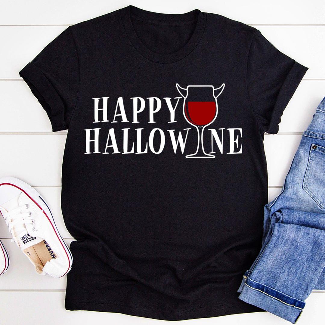\"Happy Hallowine\" – Halloween Wine Humor Graphic Tee