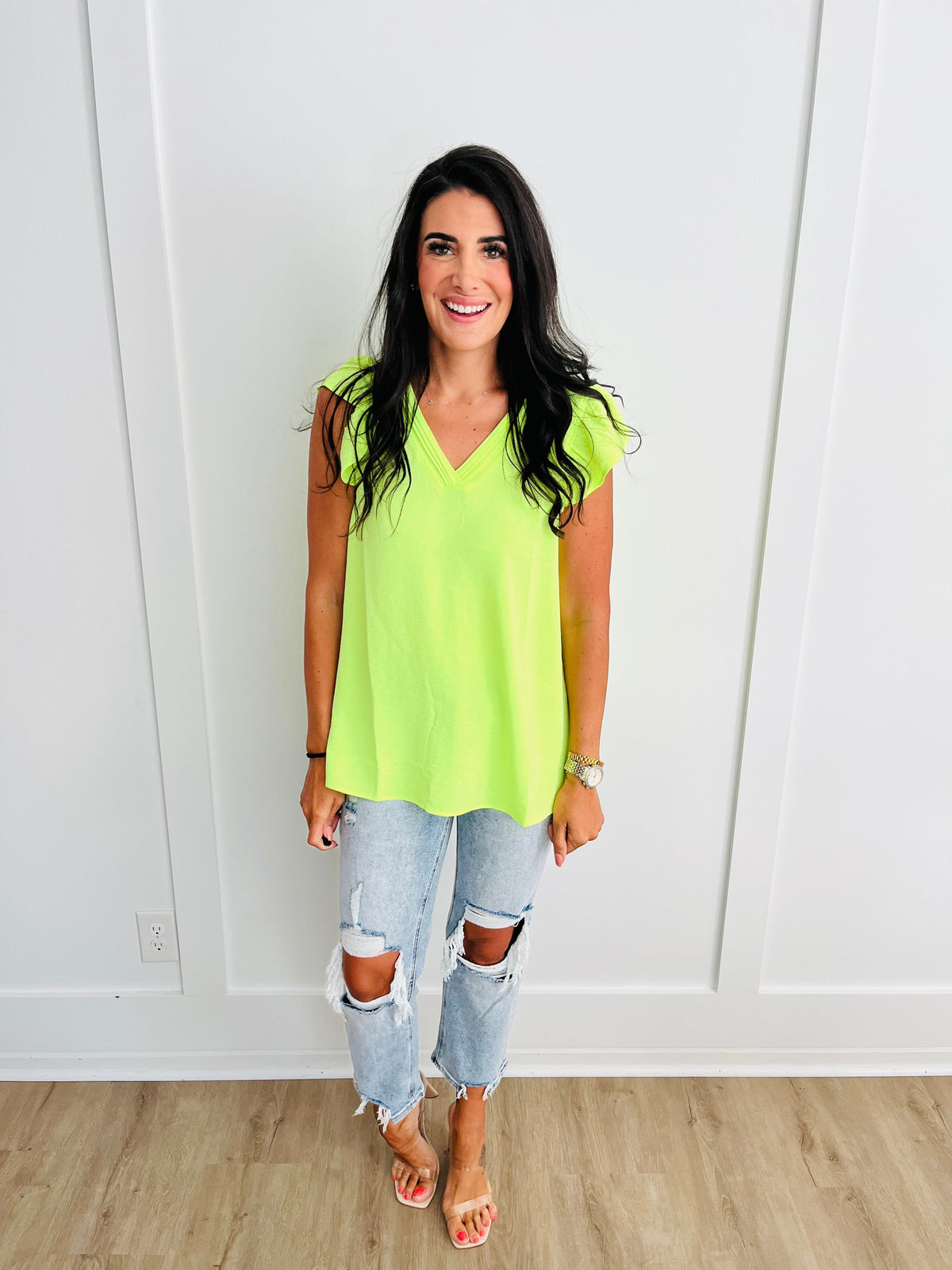 Under Neon Lights Ruffle Sleeve Top