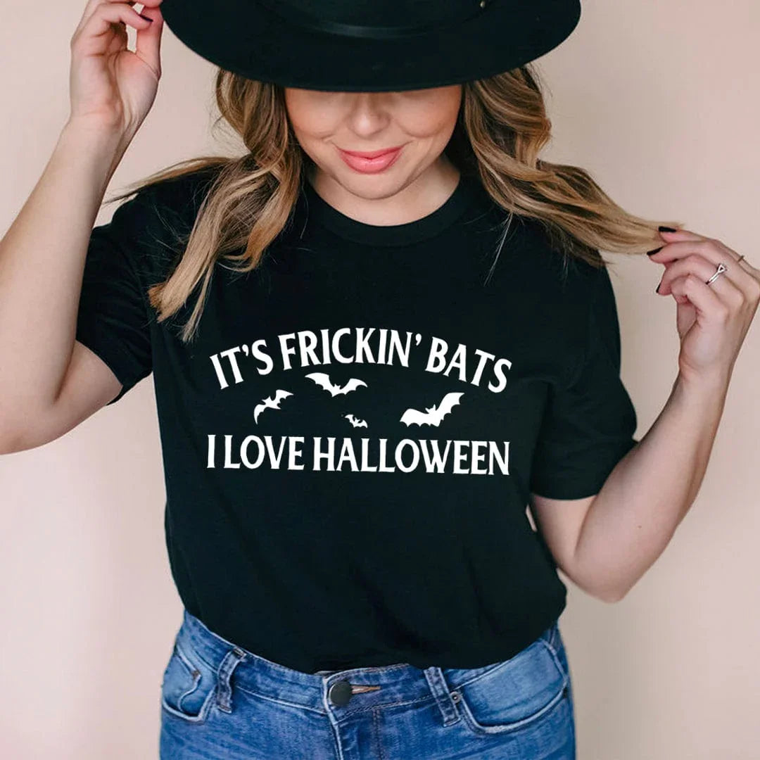 \"It's Frickin' Bats I Love Halloween\" – Funny Halloween Graphic Tee