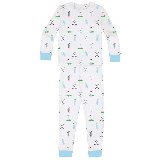 Kids Golf Long PJ Set - Organic Stretch Jersey Knit Cotton