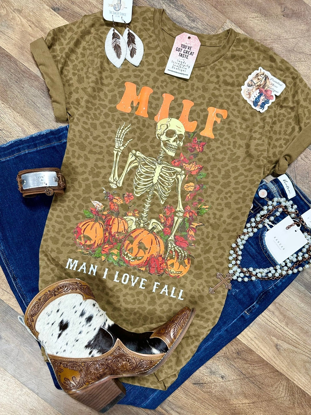 Leopard Man I Love Fall | Fall Vibes Graphic T-Shirt