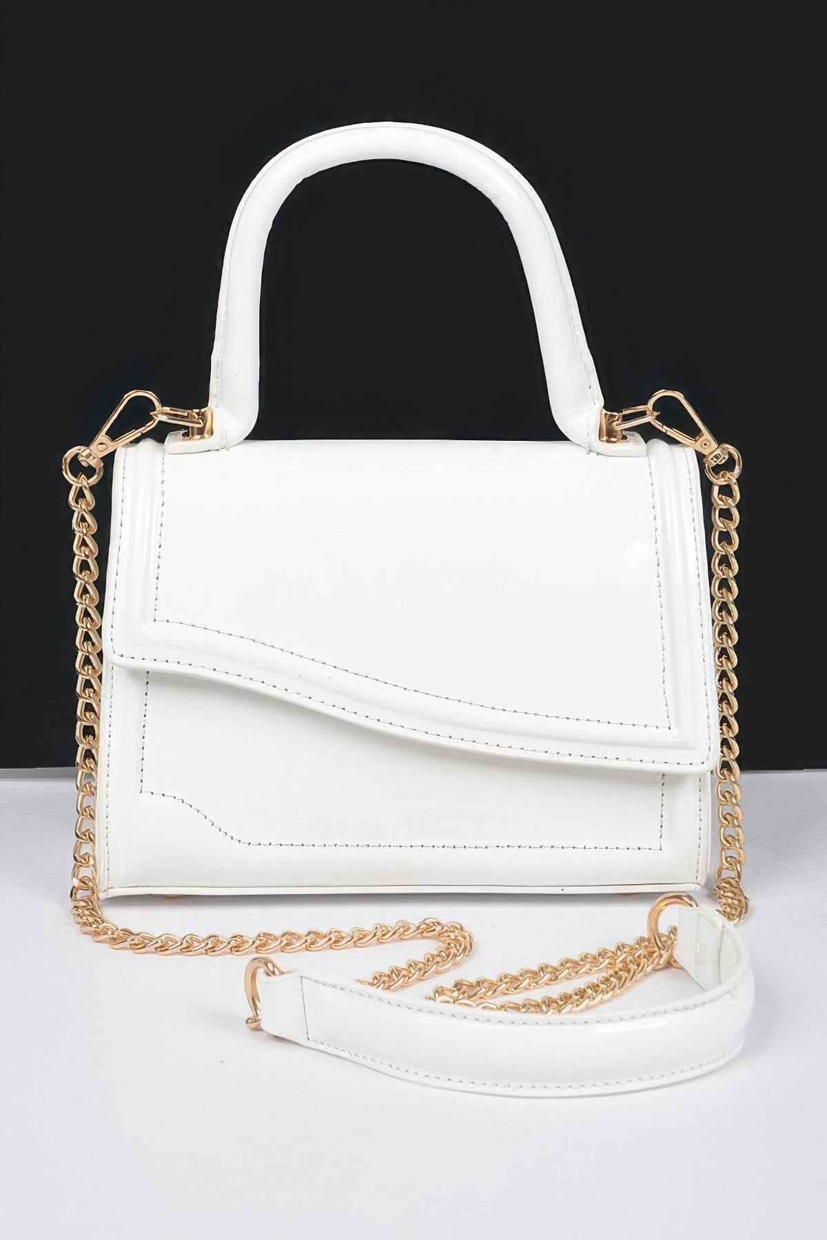 Glossed Up Mini Faux Leather Top Handle Bag