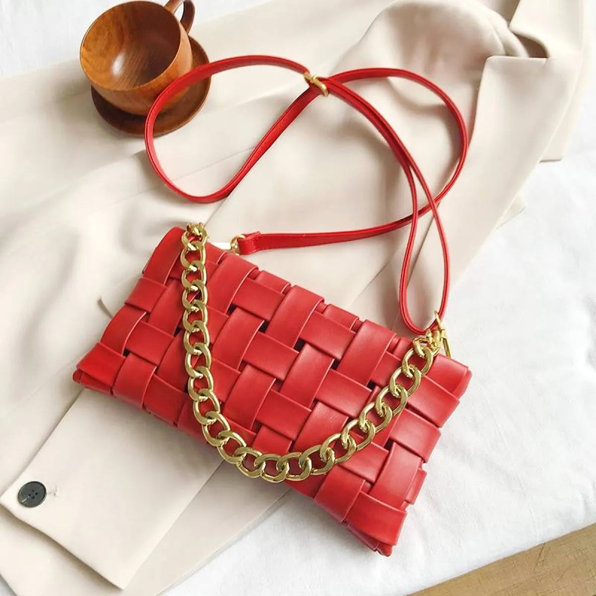 Weave Design Crossbody Bag