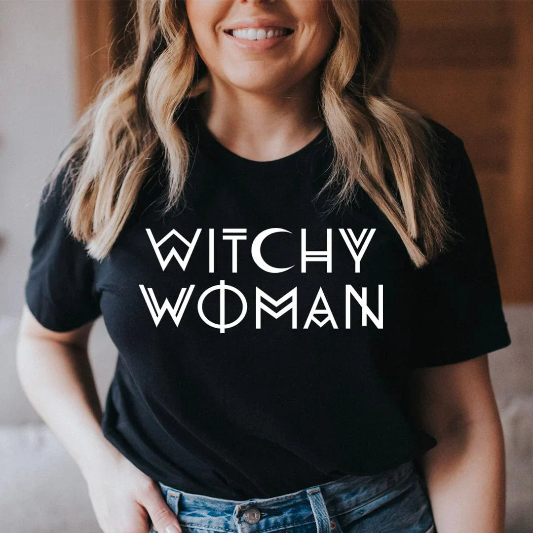 Boho Celestial Moon Crewneck Tee – "Witchy Woman"